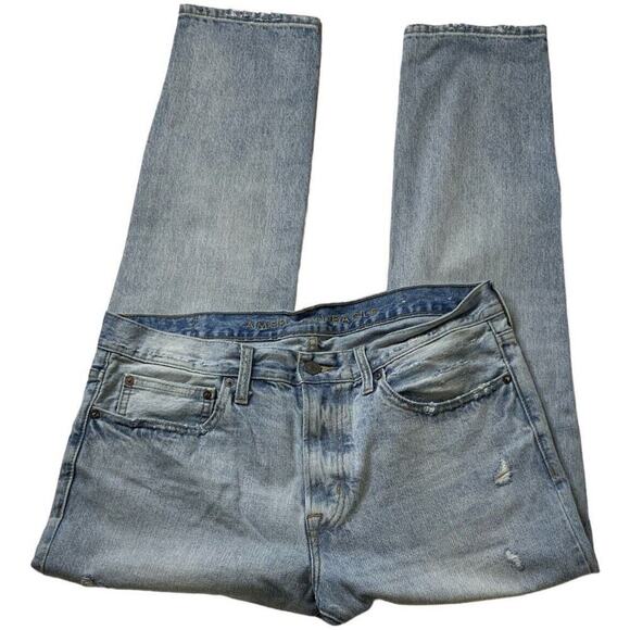 American Eagle Outfitters Jeans Mens Size 34X30 Slim Distressed Light Wash Denim - Picture 6 of 13